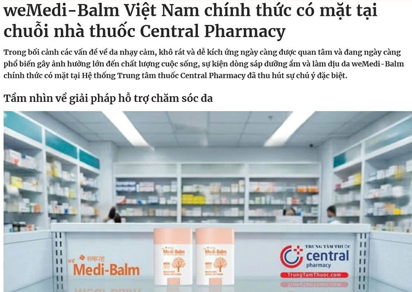 weMedi-Balm Việt Nam chính thức có mặt tại chuỗi nhà thuốc Central Pharmacy