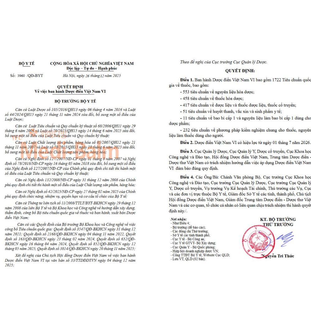 Ban hành Dược điển Việt Nam VI